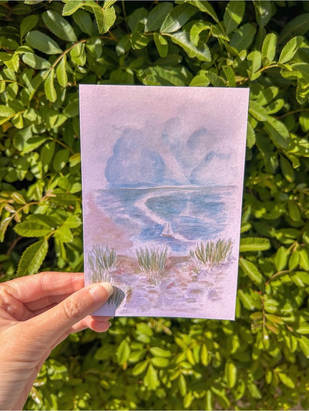 Hand-Painted Beach Scene Watercolor Print